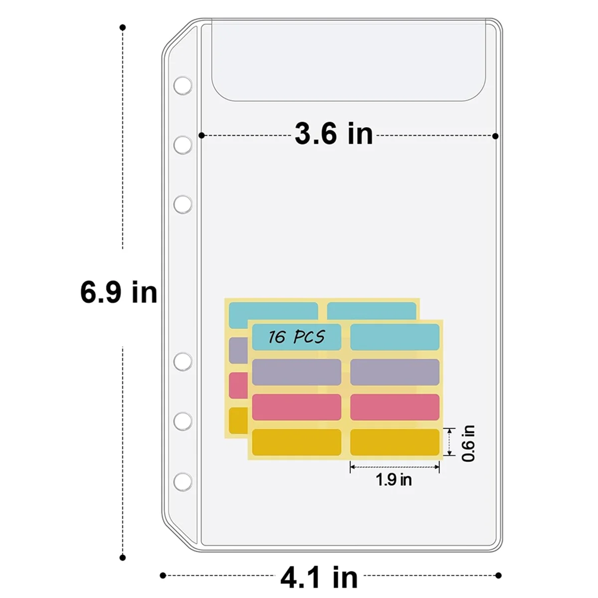 Poches pour classeur sans fermeture éclair, enveloppe pour la budgétisation, pocommuniste pour classeur à 6 anneaux, horizon, 12 pièces