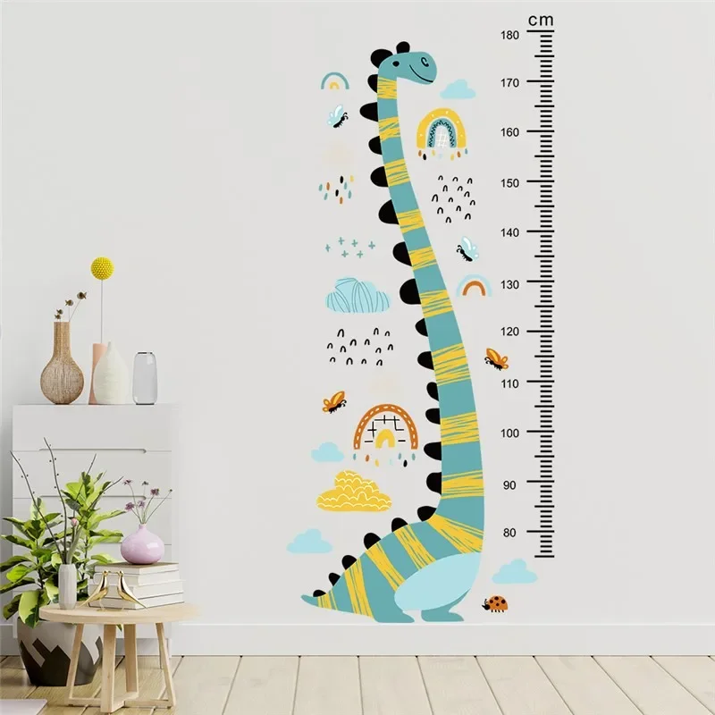 Cartoon Diplodocus Wall Stickers For Measuring Height Kids Room Decoration Dinosaur Animals Mural Art Diy Home Decals Pvc Poster
