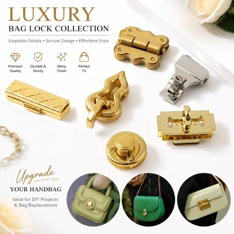 1-5PCS Rectangular Metal Handbag Twist Lock Rotatable Twist Lock Clasp Gift Boxes Crossbody Bags for Accessories  DIY Bag Making