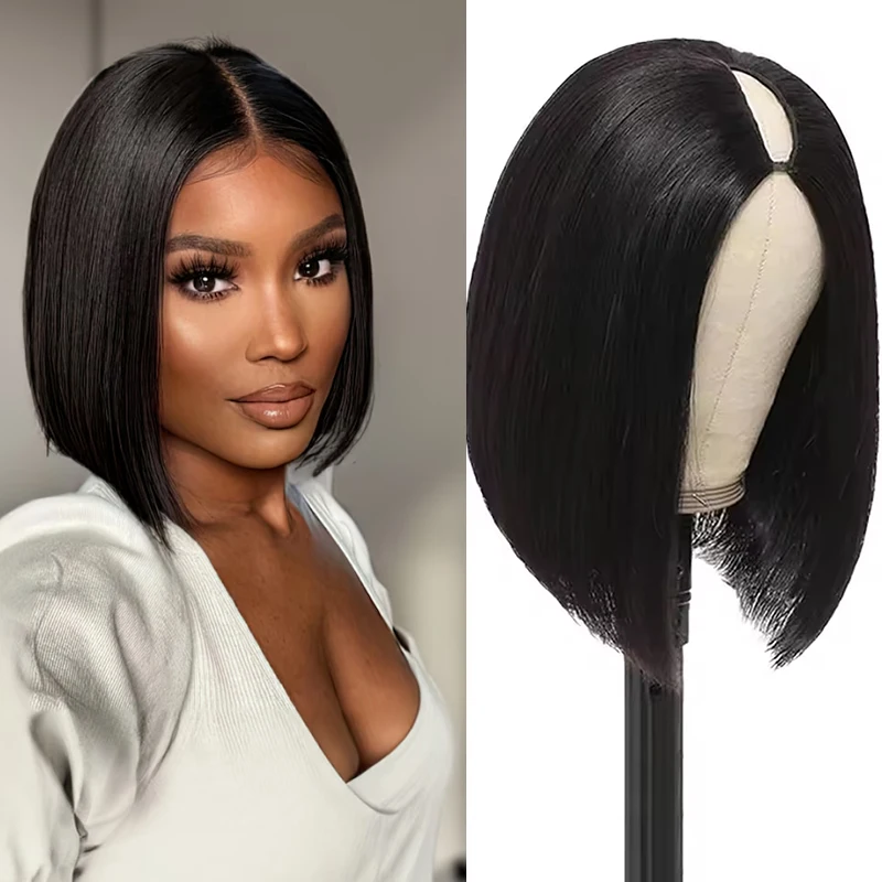 230 Density Short BOB Wig V Part Human Hair Wigs Straight BOB Wig Brazilian Human Hair Head Clip In Halr Wig 8-16 Inch For Women