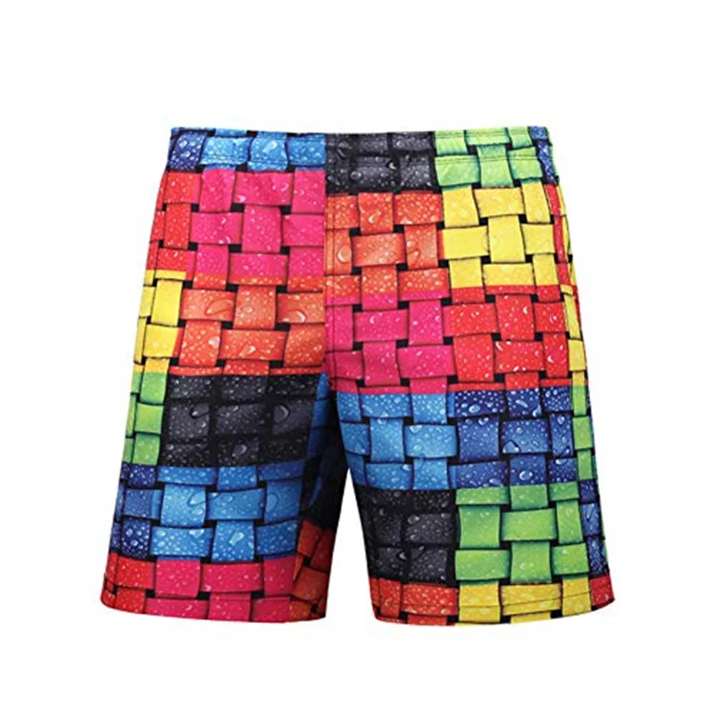 Plaid Patchwork Print Beach Shorts For Men Casual Street Outdoor Sports Short Pants Colorful Patch Graphic Summer Popular Pantie