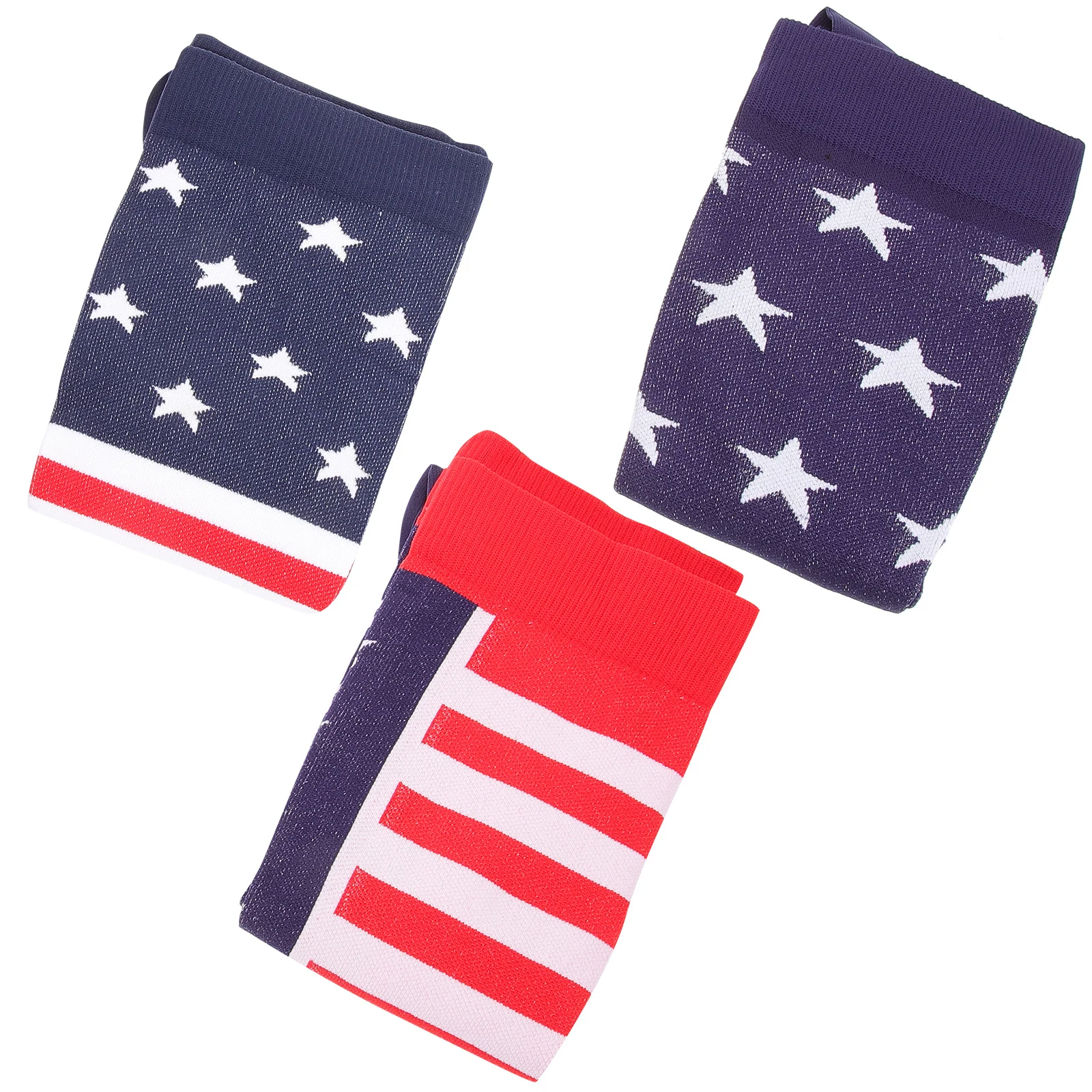

3Pairs American Flag Design Knee High Socks Lightweight Breathable Material Stretchable Fit for Active Lifestyle Holiday Party