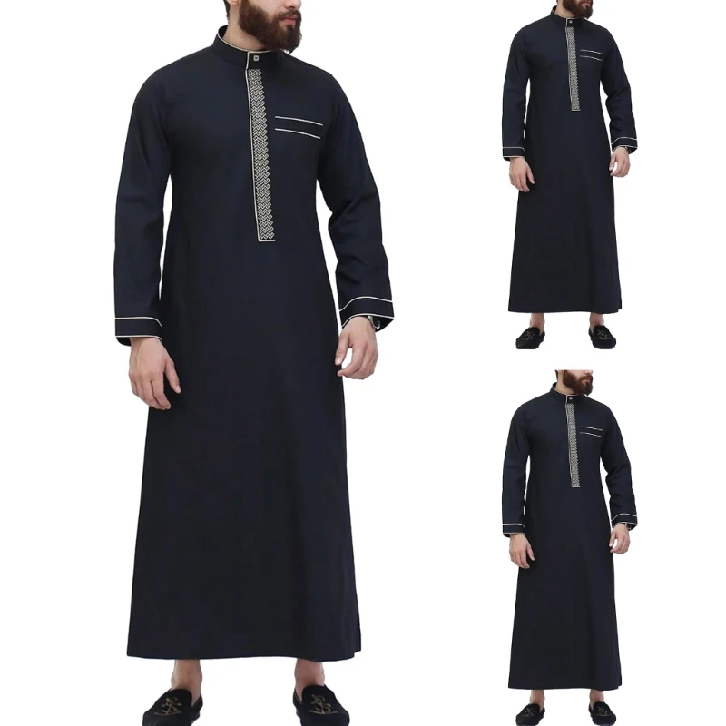 

Man Kaftan Robe Muslims Long Shirt Thobe Robe Muslims Kaftan Loose Casual Long Sleeve Thobe Robe