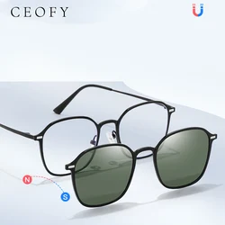 Ceofy Women Vintage Glasses Frame Clip on Brand Designer Optical Myopia Polarized Sunglasses Prescription Metal Eyeglasses