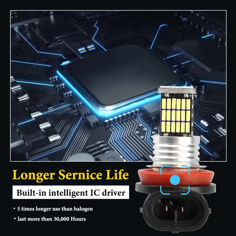 2PCS Multi-Model LED Fog Lamp Bulbs, H7 H8 H11 9005 9006 Plug-and-Play Design, 4014 45SMD 1200LM Energy-Saving Car Daily Running