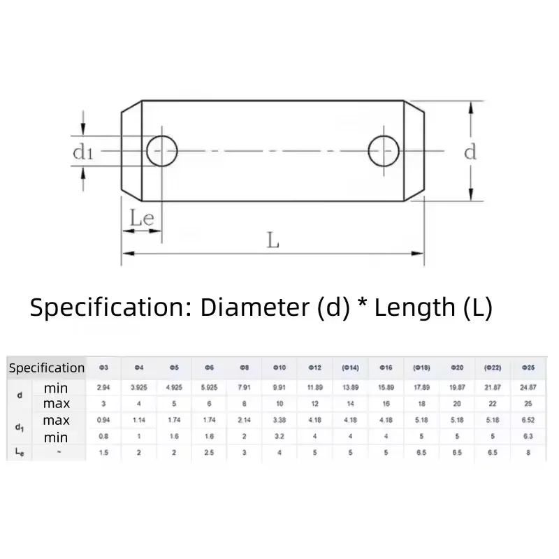 304 Stainless Steel M4 ~ M12 Double Hole Shaft Locating Pin with Holes Shaft Locating Cylindrical Pins