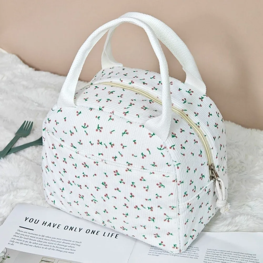 Floral Print Insulated Lunch Bag Aluminum Foil Liner Insulated Lunch Tote Bag Reusable Large Capacity Large Capacity Lunch Bag