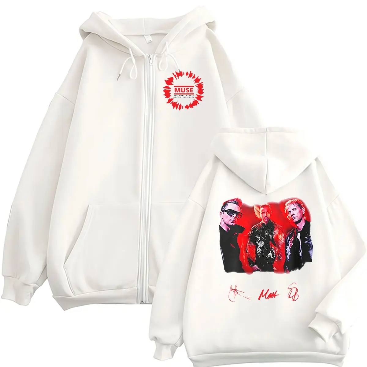 Rock Band Muse The Wow! Signal Tour 2026 Zipper Hoodie Men's Hip Hop Vintage Long Sleeve Pullover Jacket Sweatshirts Streetwear