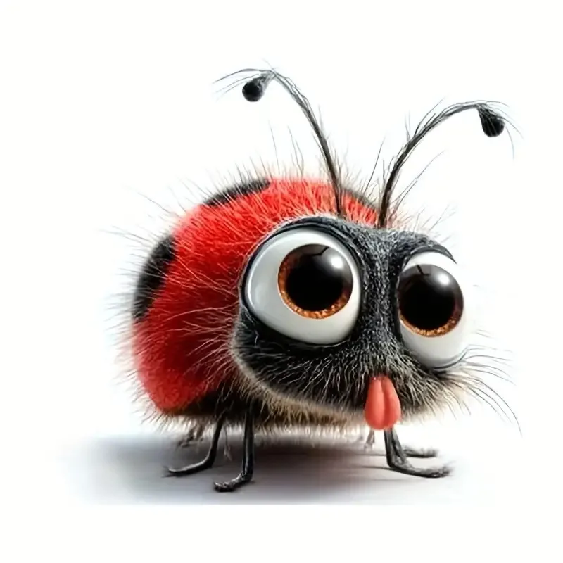 Cute Fluffy Ladybug Waterproof Glossy Vinyl Stickers, Removable Adhesive Decals for Car Window Laptop Room Decor