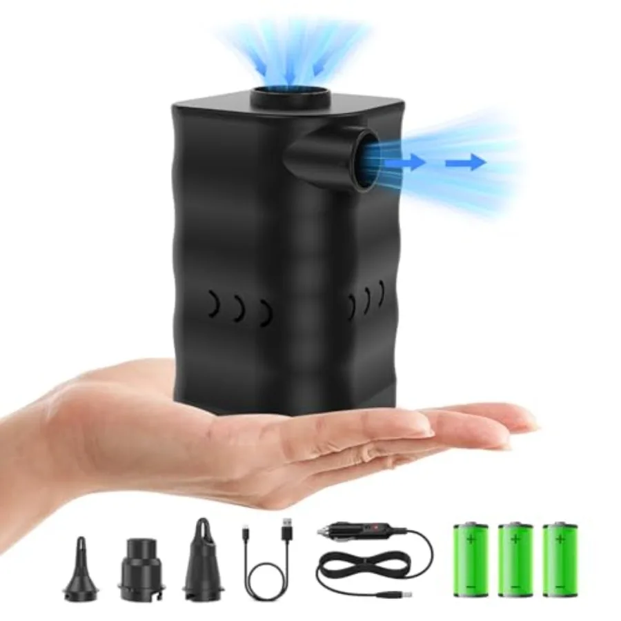 

AP6 6000 mAh Air Pump for Inflatables Pool Pump 12V Air Mattress Pump Battery Powered Portable Air Pump with Car Adapter for Po