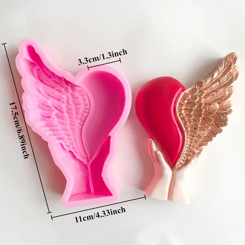 Hand Holding Love Wings Silicone Candle Mold DIY Angel Wings Plaster Crafts Resin Soap Candle Making Supplies Home Art