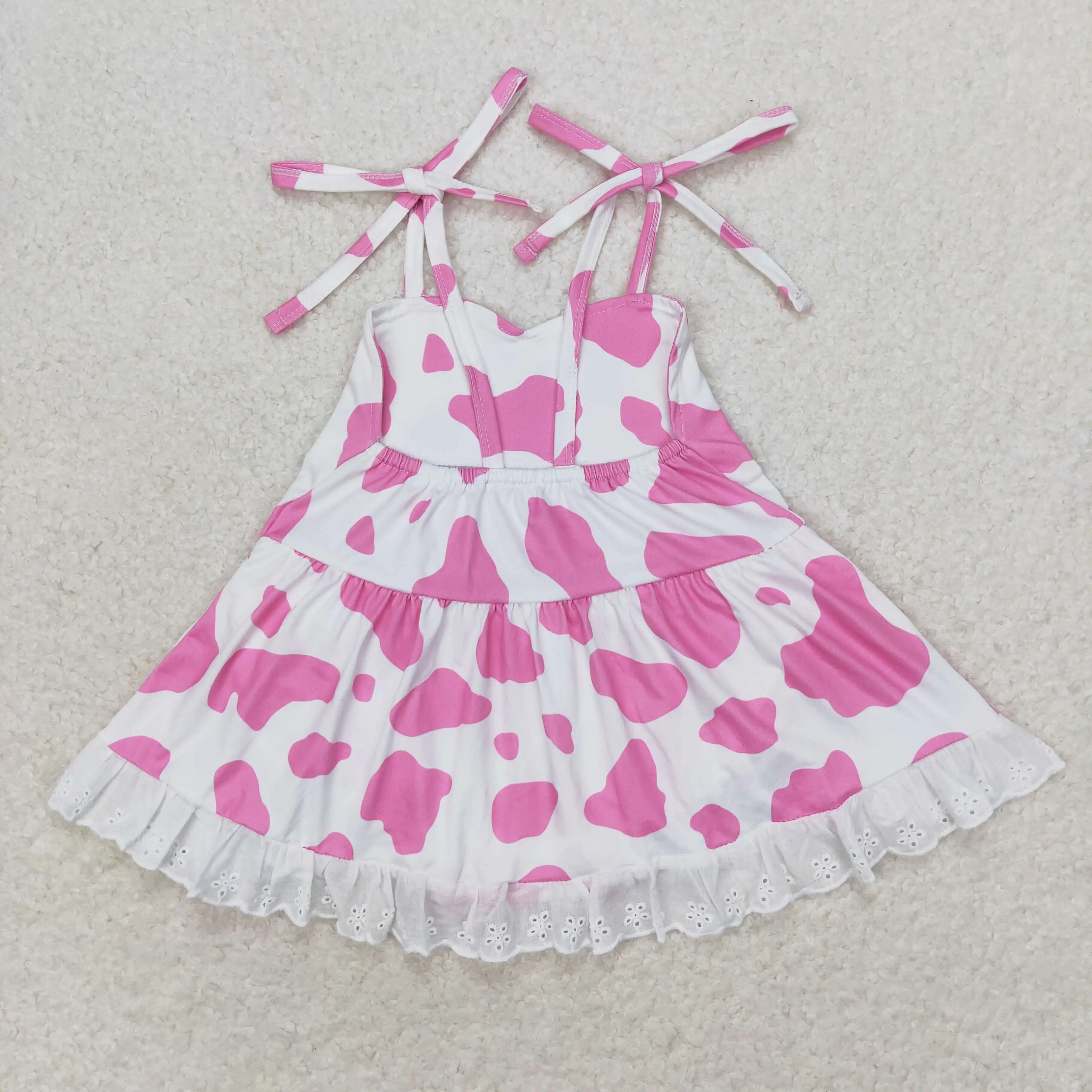 z910-18 SR1549 Wholesale New Arrival baby rompers girls Pink cow print suspender rompers Summer Boutique baby girls clothes