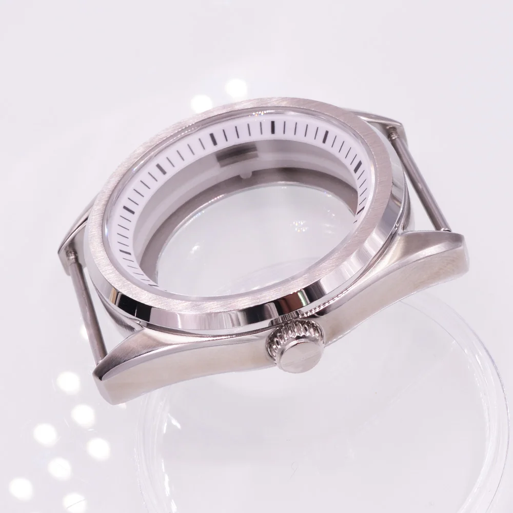 40mm Silver Watch Case Sapphire glass White/Blue/Orange/Black Chapter Ring FIT NH34 NH35 NH36 Movement image 4