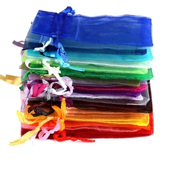 50 teile/los 9x12cm kleine Organza-Kordel zug beutel für Party geschenk