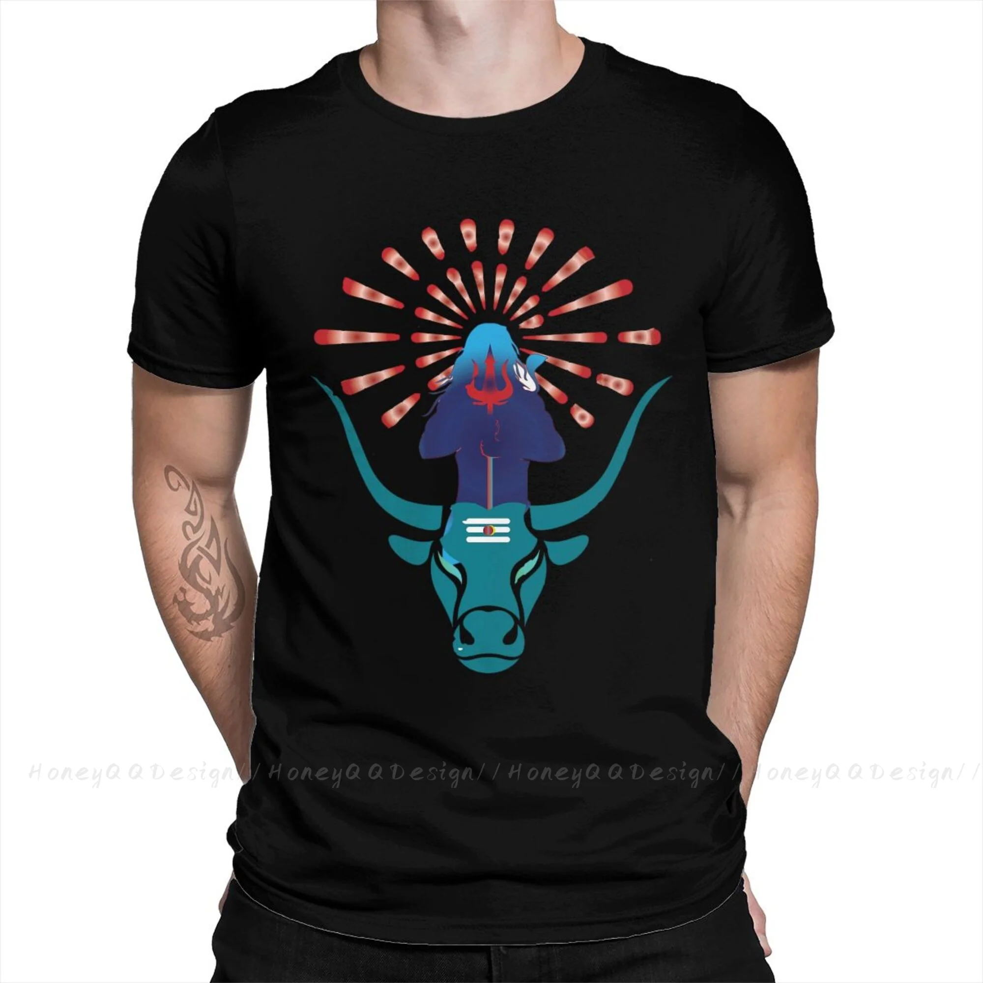 Men Shiva Hindu God India Lingam TShirt Lord Shiva  Pure Cotton Tees Harajuku Short Sumer Sleeve Adult Shirt