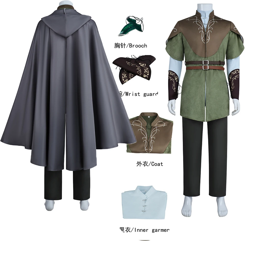 

Костюм для косплея Принца Эльфа Леголаса для взрослых мужчин: топ, брюки, плащ, пояс, наряд для Хэллоуина, карнавала, вечеринки