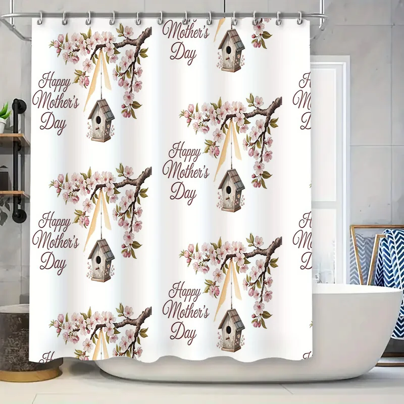 

Floral Shower Curtain Botanical Pattern Waterproof Fabric Bathroom Decor Vintage Farmhouse Style Modern Home Textile Accessories