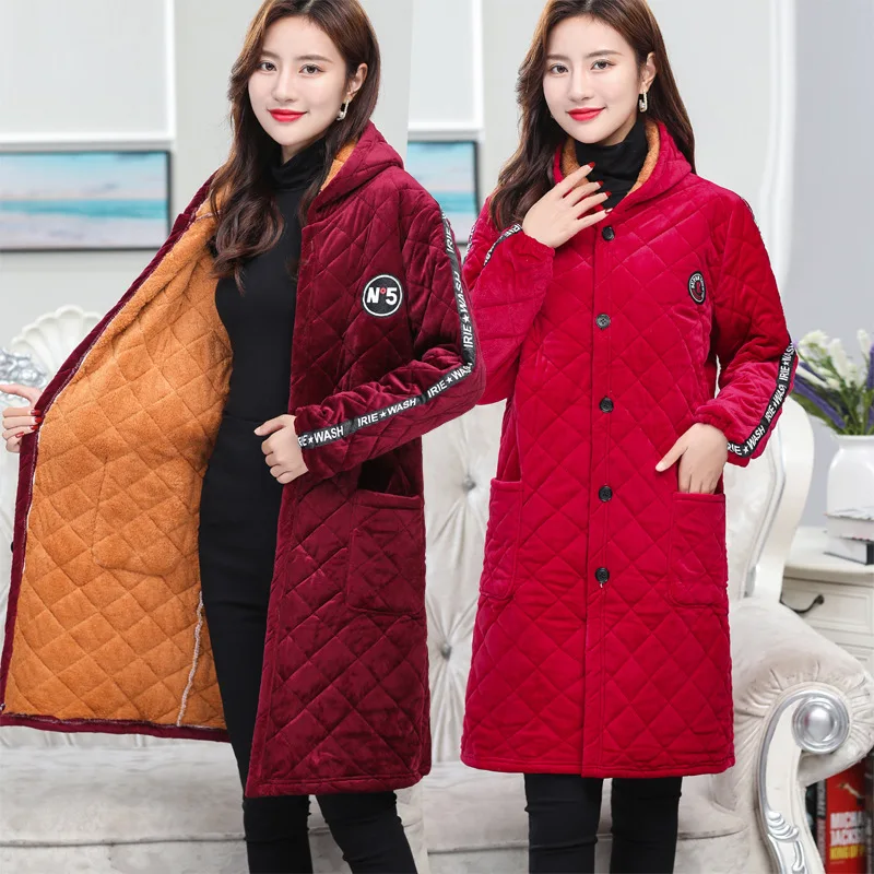 

Corduroy Winter Coat Women Puffer Jacket Winter New Korean Style Long Ladies Over-the-knee Cotton Padded Jacket Keep Warm