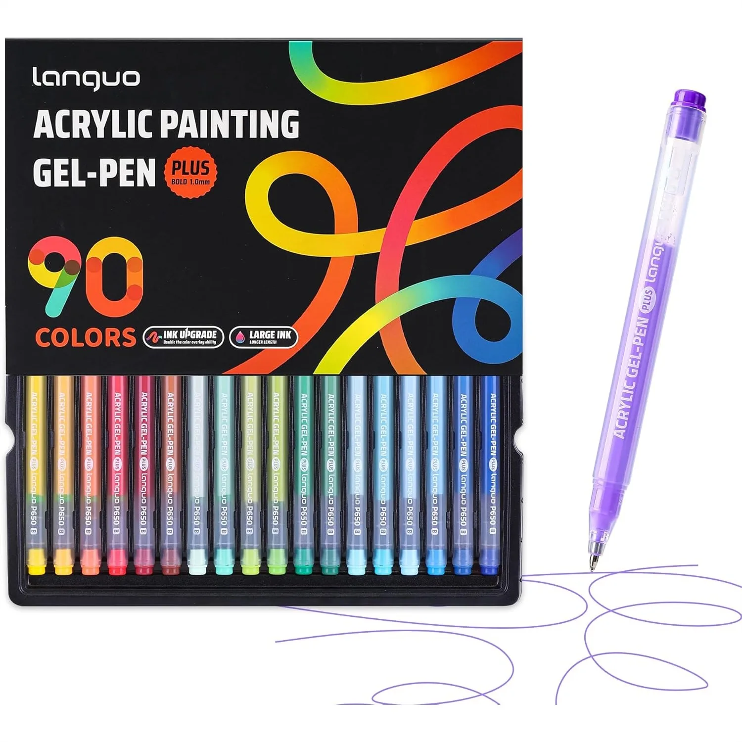 

Acrylic Gel Pens for Coloring, 90 Colors 3D Paint Pens with 1.0mm Bullet Tip for Adult Coloring, Rock, Glass, Fabric, DIY Art