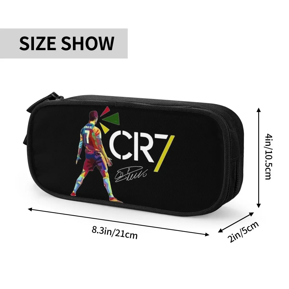 Cr7 Ronaldos-estuche para lápices de firma, portalápices de fútbol clásico, bolsa para estudiantes, gran capacidad, suministros escolares, estuches con cremallera