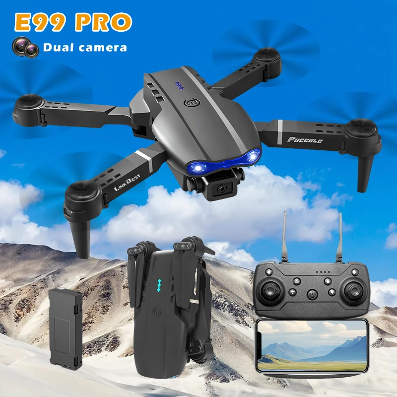 FACEGLE E99 Pro Drohne mit Dual-Kameras, Optischer Flusserkennung, Schutzrahmen für Anfänger, Ein-Klick-Steuerung, Headless-Modus, 360° °   Stunt-Drohne, Wiederaufladbare Batterie, Anfänger-Drohne,