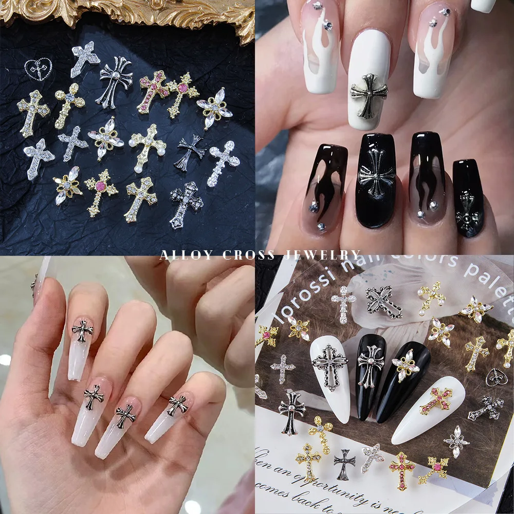

New Nail Art Jewelry Stereo Diamond-encrusted Alloy Nail Art Vintage Dark Croheart Nail Accessories