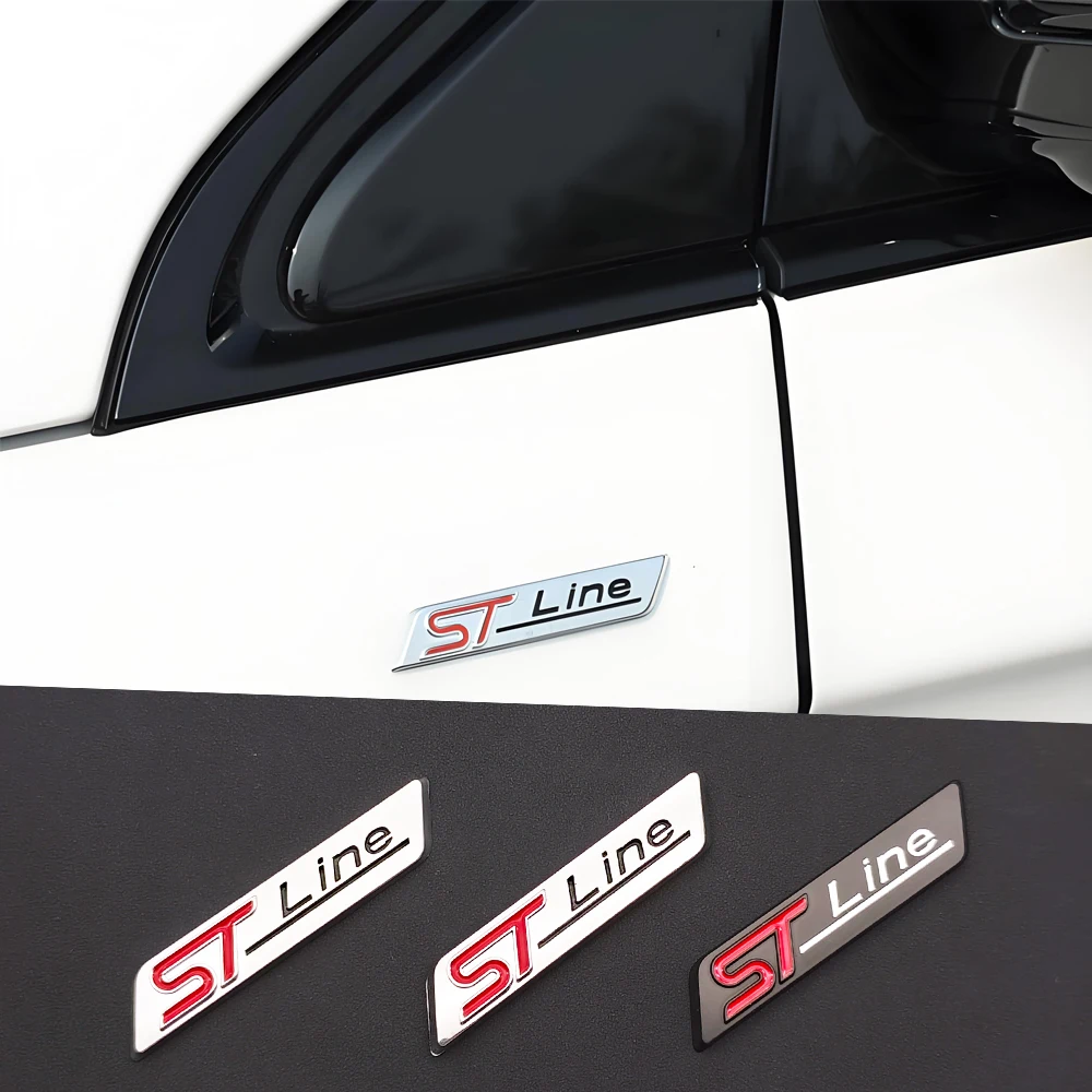 ثلاثية الأبعاد سيارة معدنية ملصق ST خط شعار الخلفي الجذع الحاجز شارة الباب الشارات لفورد فوكس بوما كوغا مونديو STLINE اكسسوارات #1