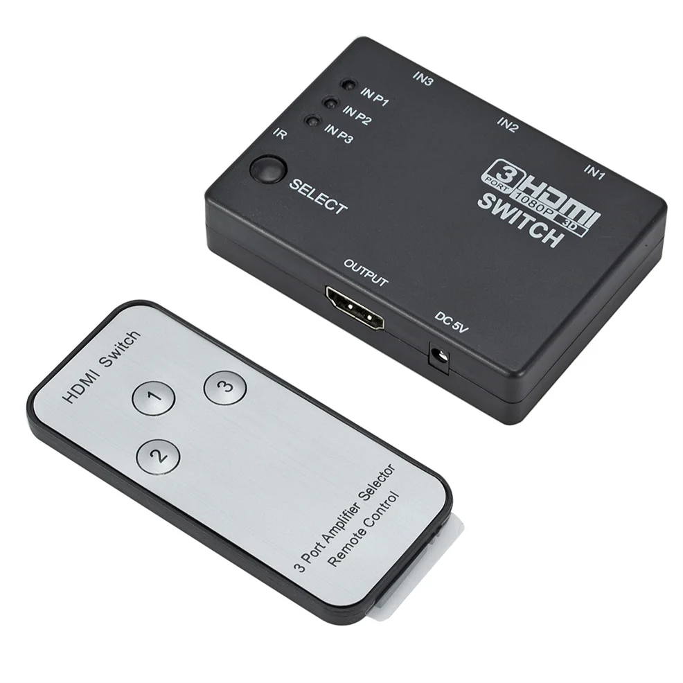 1080P HDMI Switch Splitter อะแดปเตอร์ Hub 3 In 1 Out HDMI Switcher พร้อมรีโมทคอนโทรลสำหรับ XBOX360 PS3/4โปรเจคเตอร์ HDTV