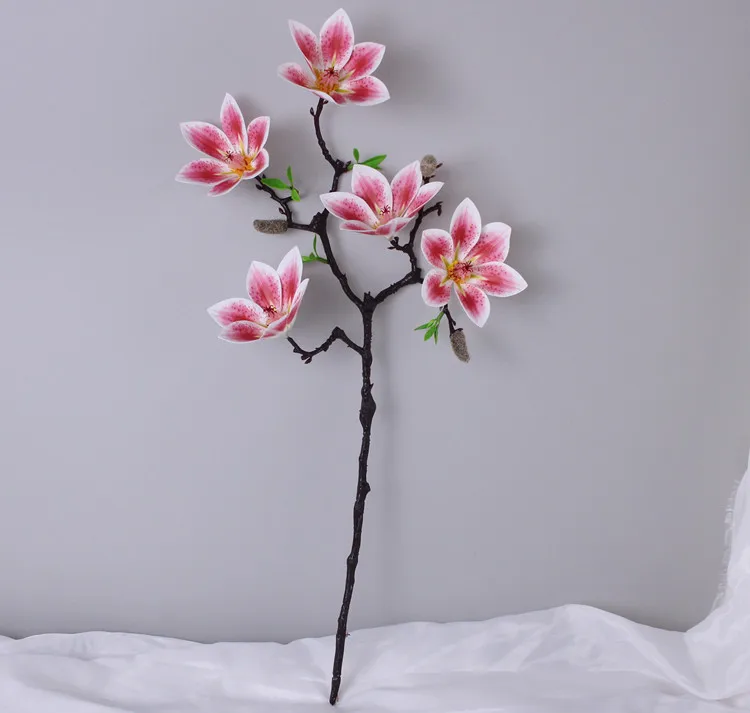 5 Stück/Set 5-Köpfige PU-Magnolien Künstliche Blumen Hochzeitsdekoration Brautstrauß Hochzeitsveranstaltung Geburtstagsfeier Heimdekoration Orchideen – Detail 14