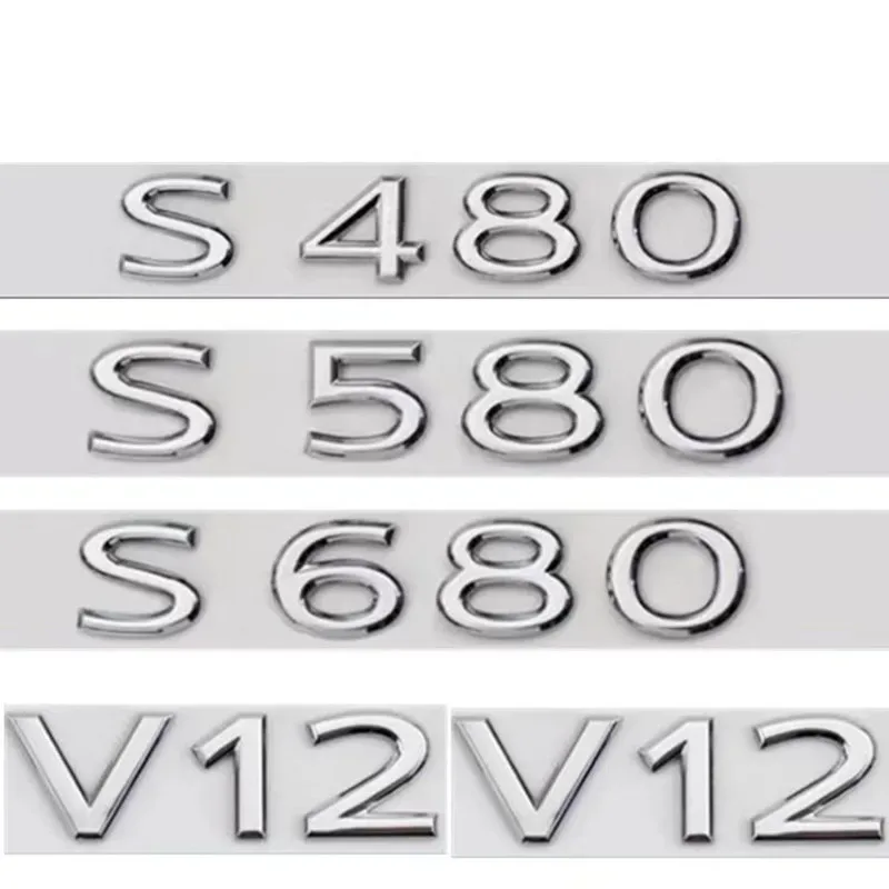 

New Chrome etters S480 S580 S680 V12 Emblem fo SiIvery S Class Car Fender Trunk Rear W221 W222 Logo Sticker Accessories