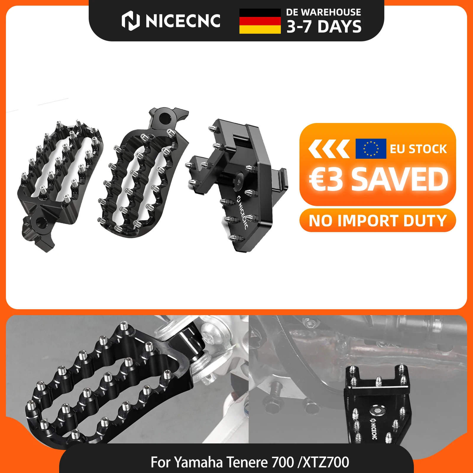 NICECNC per Yamaha Tenere 700/XTZ700 2019-2024, pedane larghe, poggiapiedi, pedale freno a doppio controllo per Yamaha Tenere 700 Rally Edition 2020-2024, accessori Tenere 700, Tenere 700 2024 2023