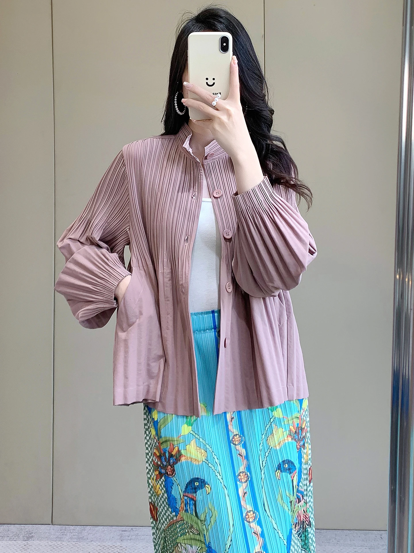 

Женский плиссированный жакет для похудения, весна-лето, новинка, элегантный повседневный тонкий кардиган, маленький размер, для отдыха, прямой крой