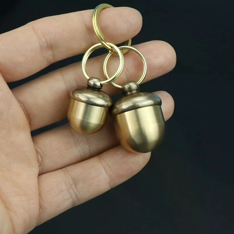 1PC Brass Acorn Small Medicine Bottle Outdoor Moisture-proof Portable Waterproof Warehouse First Aid Pill Box Sealed Jar