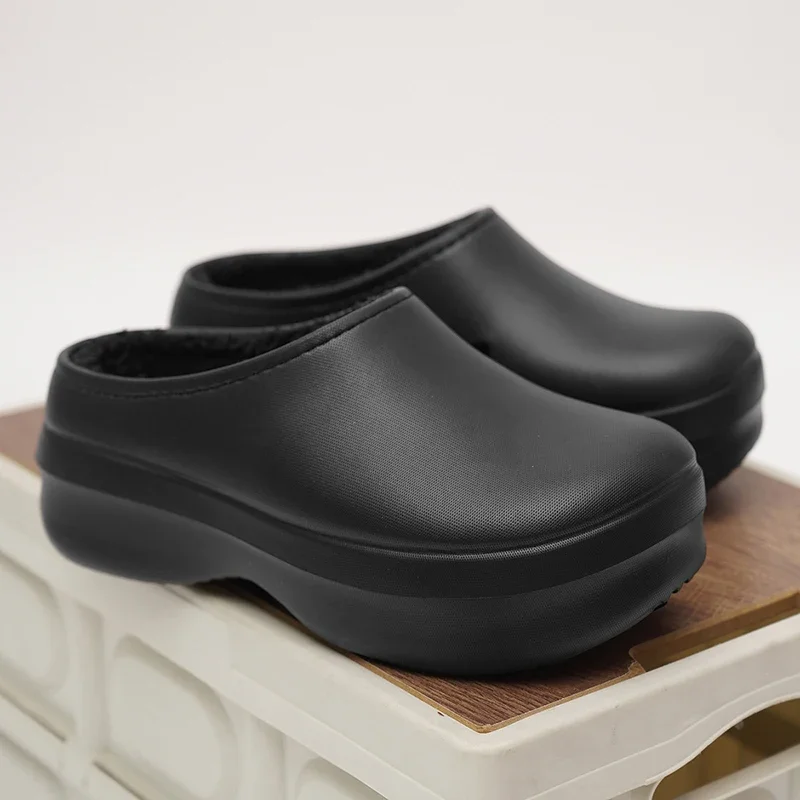 New Popular Solid Color Simple Fashion Trend Warm and Versatile Casual Men's Anti Slip Height Increasing Cotton Slippers