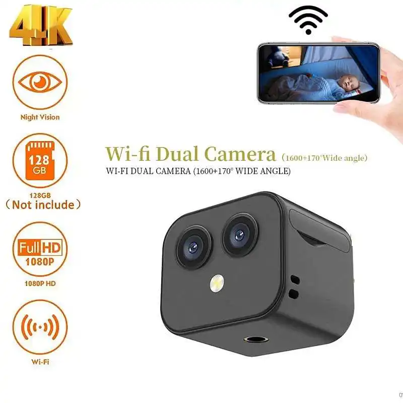 D3 HD 4K Mini cámara Dual inalámbrica WiFi teléfono móvil cámara de red inalámbrica remota intercomunicador bidireccional monitoreo videocámara