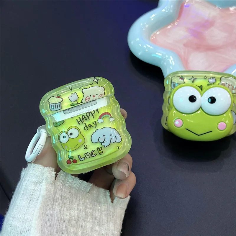 Sanrio 3D Kerokero Keroppi Earphone Cover For Apple AirPods 1 2 3 Generation Airpods Pro/Pro2 Wireless Bluetooth Headphone Case