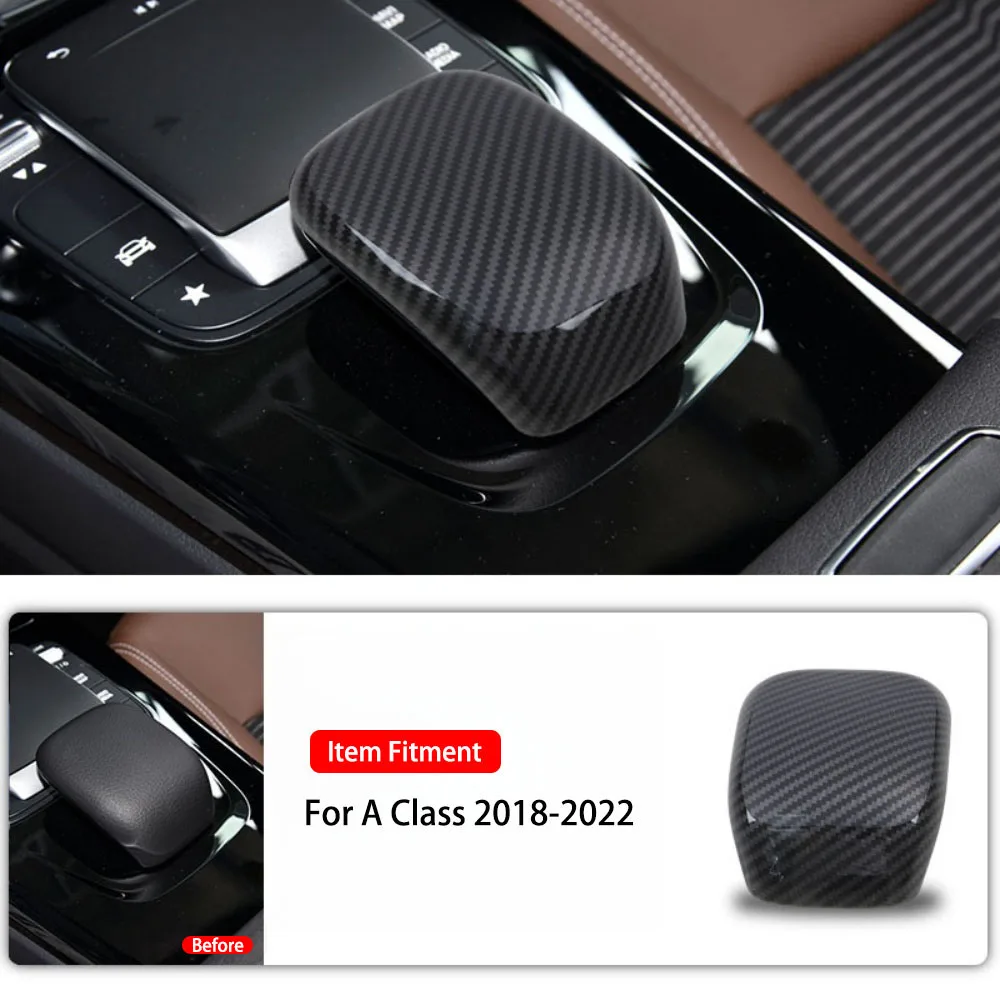 

1 Piece Car Gear Shift Knob Cover Carbon Fiber Trim Stickers for Mercedes Benz A Class 2018-2022 Accessories