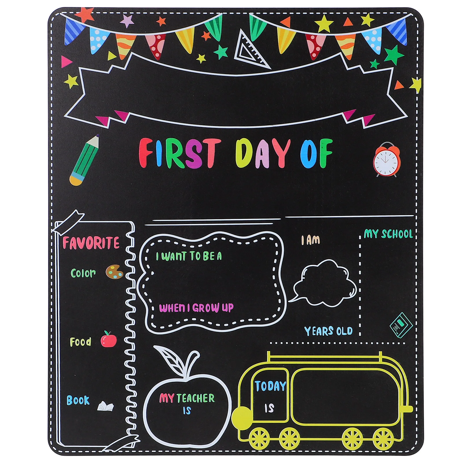 

Double-sided Blackboard Kids Chalkboard Sign Lightweight Wood Day Board Double sided Design Kitchen