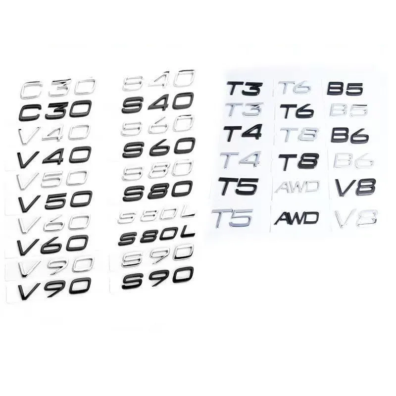 

3d Black Car Trunk Letters For Volvo C30 V40 V50 V60 V90 S40 S60 S80 S90 XC40 XC60 XC90 Emblem Logo Badge Sticker Accessories