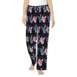 Custom Printed Cartoon Animation Stitch Pajama Pants Women Sleep Sleepwear Bottoms with Pockets