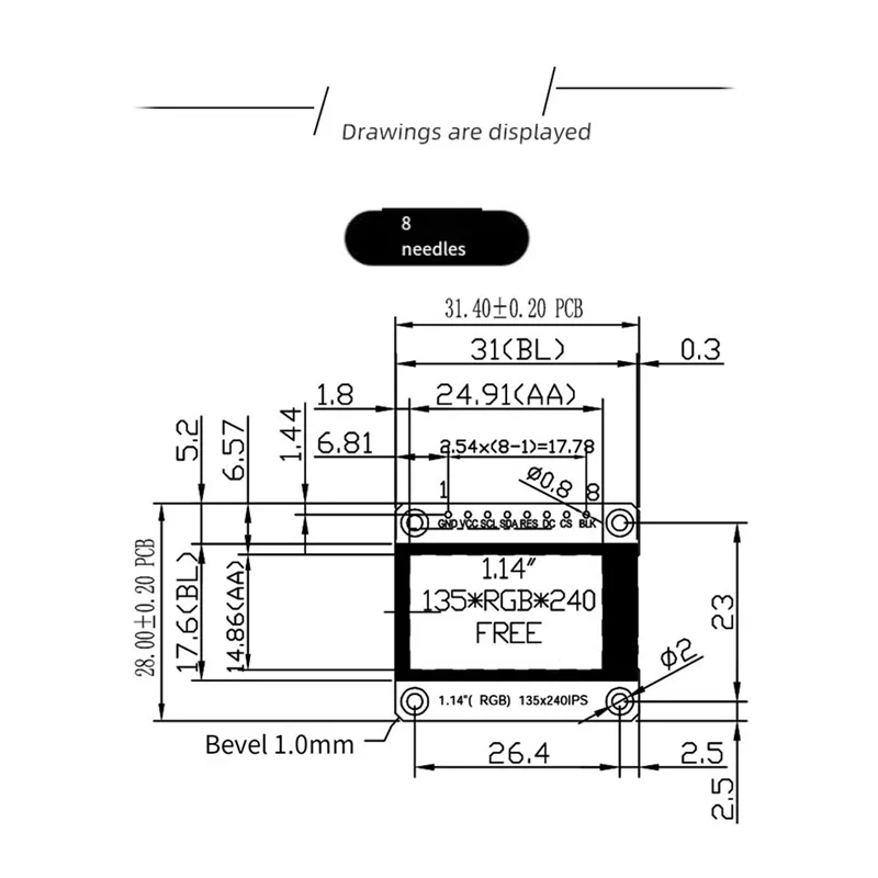 Superior-ST7789 SPI 135X240 1,14 "IPS ЖК-дисплей 65K цветной TFT-экранный модуль для Arduino для Raspberry Pi ESP32 STM32 DIY Proje