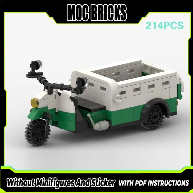 

City Car Model MOC Building Bricks Three-Wheeled Cleaning Vehicle Modular Technology Gifts Holiday Assemble Children Toys Suit