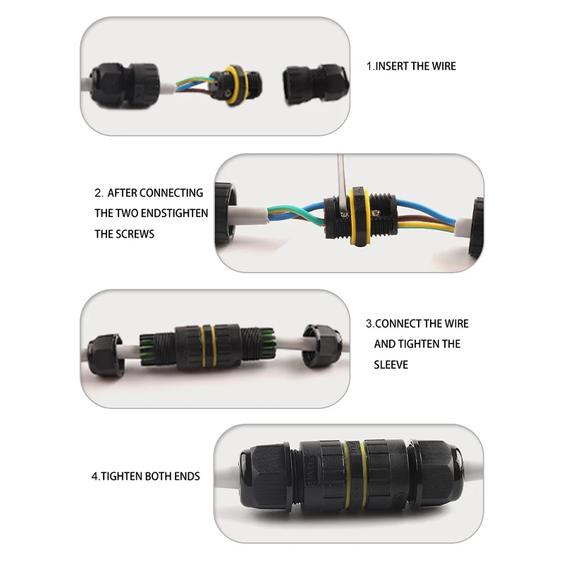 M16 IP68 Connettore impermeabile 2 Terminale di collegamento a vite a 3 pin Nessun connettore per cavo di saldatura per scatola di giunzione di