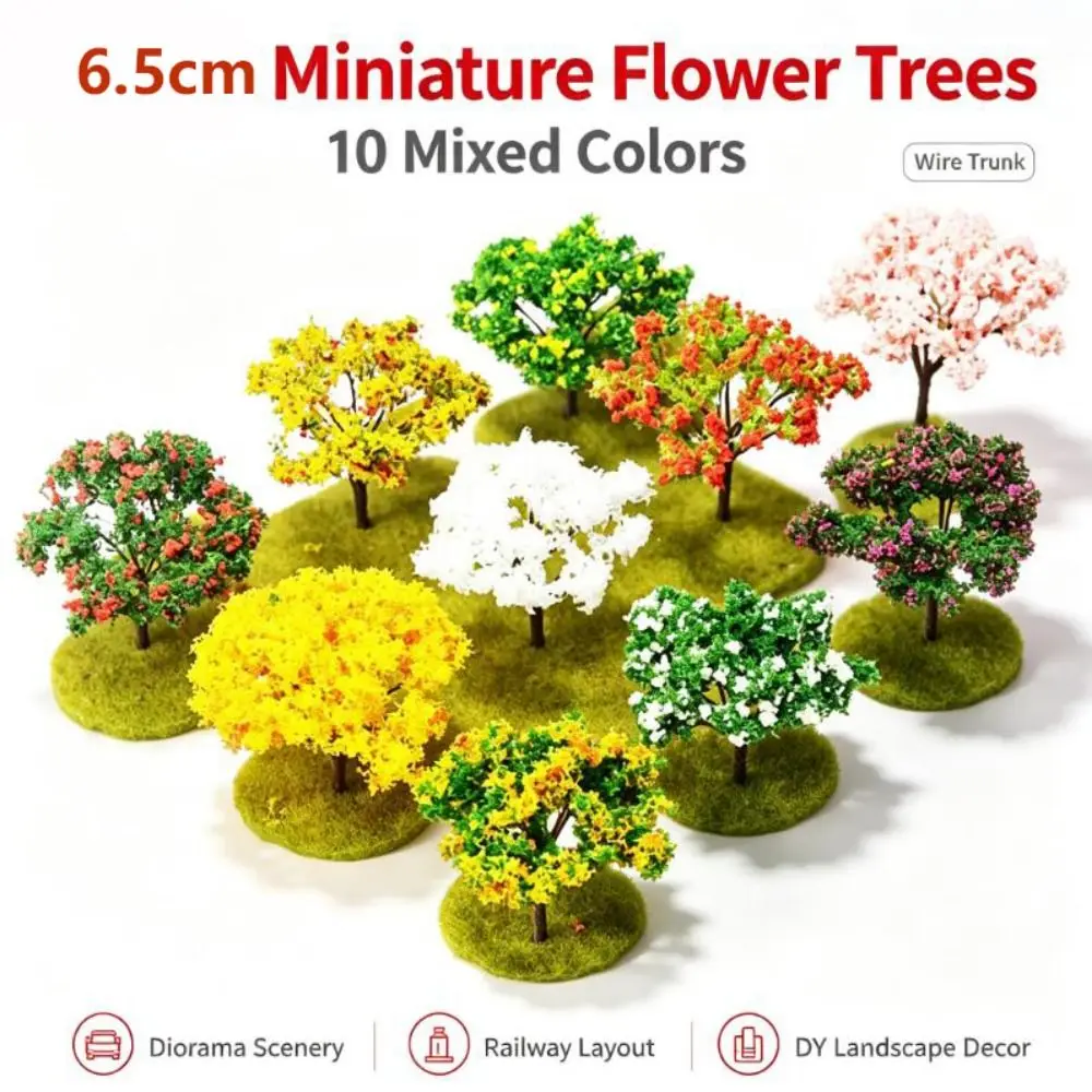 5pcs Artificial Pink Iron Wire Flower Tree 6.5cm Metal&Plastic Home Houses Decoration Miniature Fairy Garden Tree