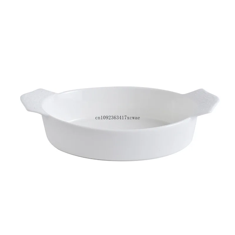 Solid Color Oval Binaural  Creative Ceramic Baking Tray Household Tableware Gifts Cheese Baked Rice Plate Dish Set Ceramic