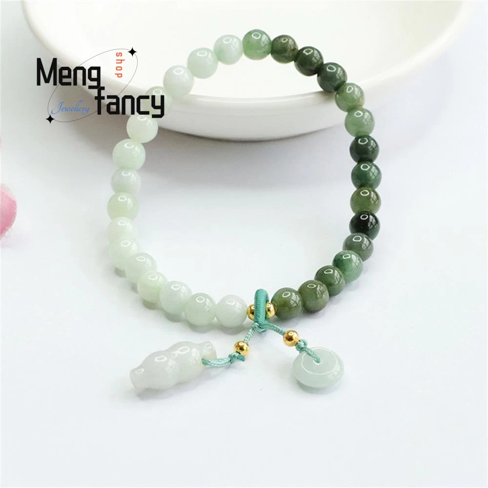 Natural A-goods Jadeite Gradient Peace Buckle Jade Bracelet Exquisite Elegant Simple High-grade Luxury Quality Fashion Jewelry