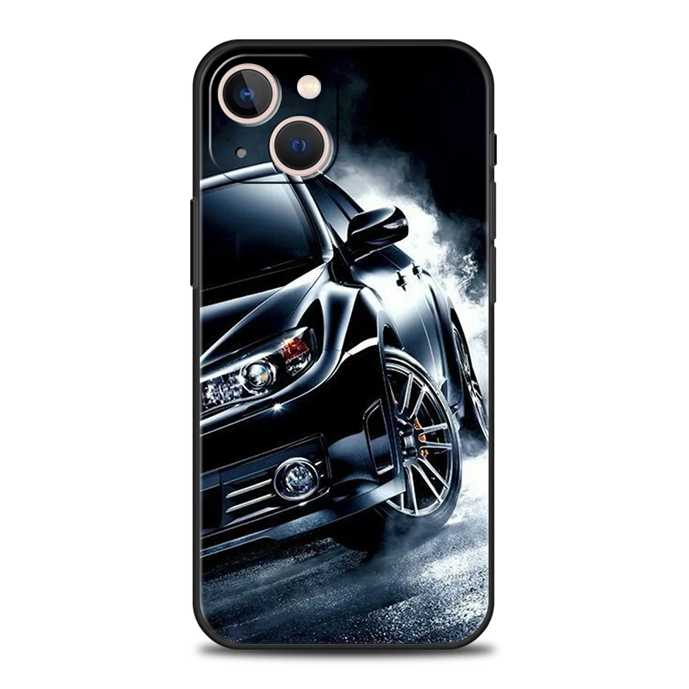 Cool Sports Black Car Phone Case Cover, Silicone Antichoc, Soft Shell Capas, iPhone 16, 15, 14, 13, 12, Pro Max, Poly XS, 11, 7, 8 Plus