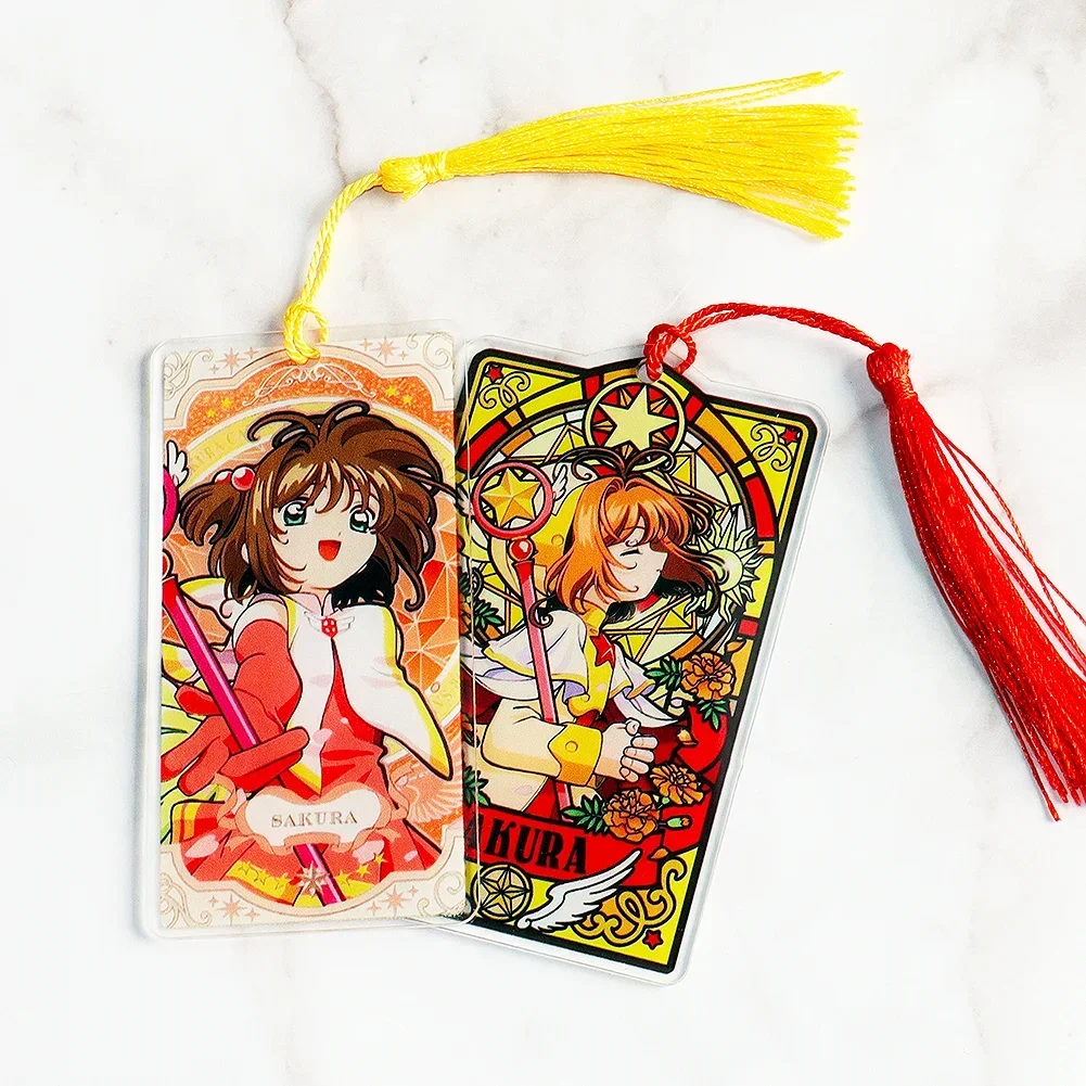 Pink Cute Cardcaptor Sakura Tassel Graphic Acrylic Bookmark Creative Room Party Decoration Pendant Card Collection Gift