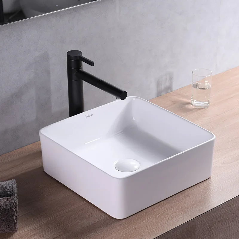 Hotel bathroom ceramic square small household ultra-thin countertop basin art basin wash pool