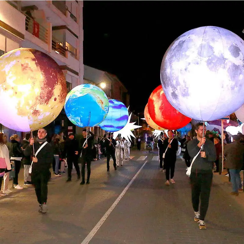 Inflatable planetary balloon shapes for the solar system. Inflate the Earth and the moving planets for Event Performance